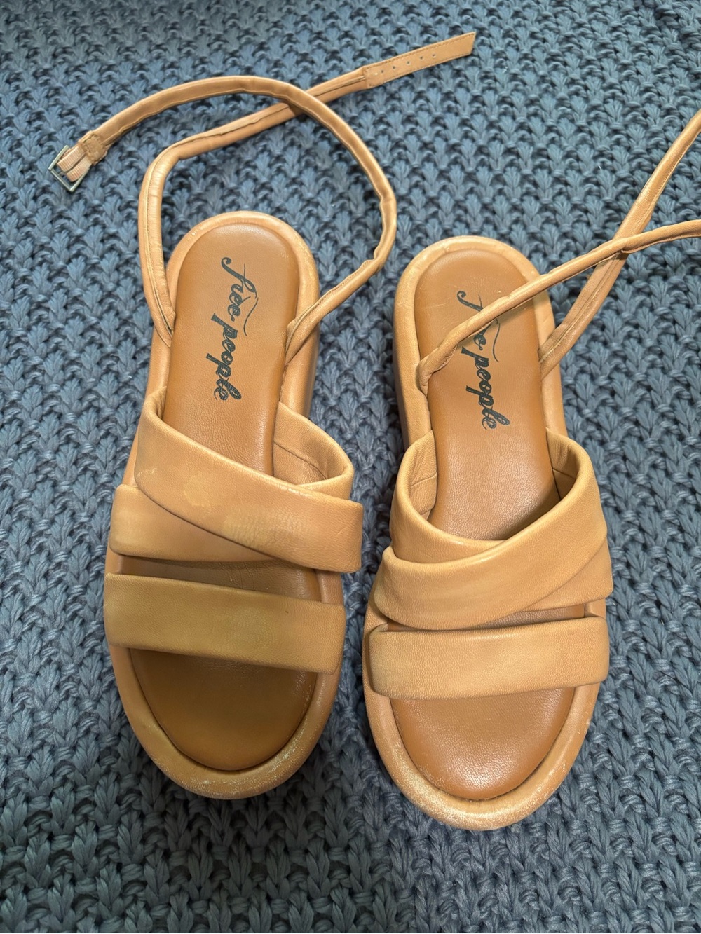 Free People Caramel Tan Strappy Platform Sandals
